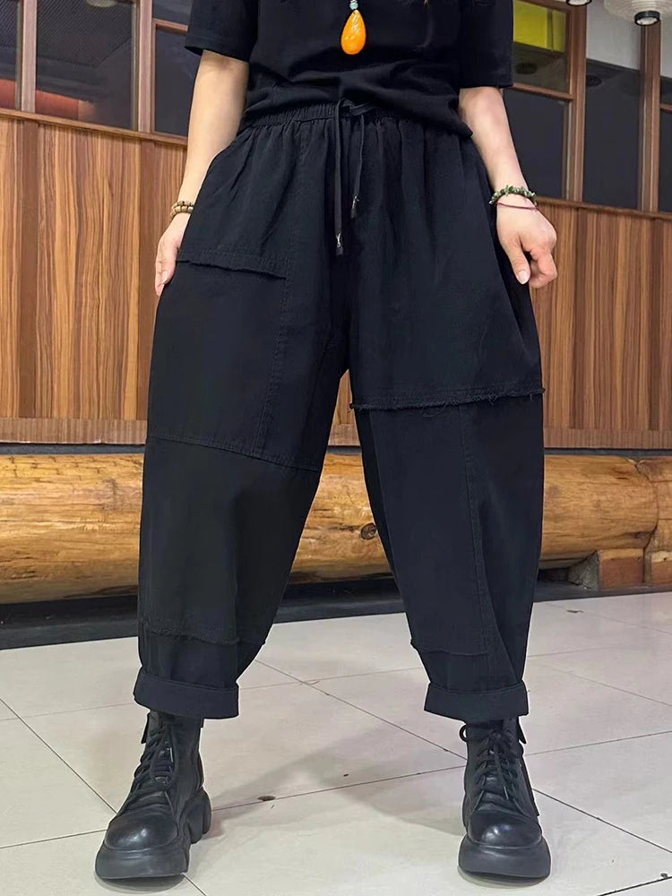 Amax LuluE Winter Fashion Fitness Pants Womens Loose Vintage Harem Trousers Ladies Casual Classic Elastic Waist Punk Streetwear