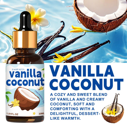 30ml Vanilla coconut Essential Oil For Diffusers, Car Air Freshener Oil  DIY Projects,candle making Long Lasting Scent，Gifts