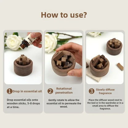 Essential Oil Diffuser With Diffuser Rods Smokeless Fragrance Wooden Fireless Aromatherapy For Home Decor Office Car Craft