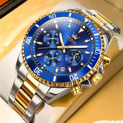 OLEVS Watch Men Top Brand Luxury Gold Quartz Military Watches Waterproof Date Luminous Stainless Steel Men Clock Reloj