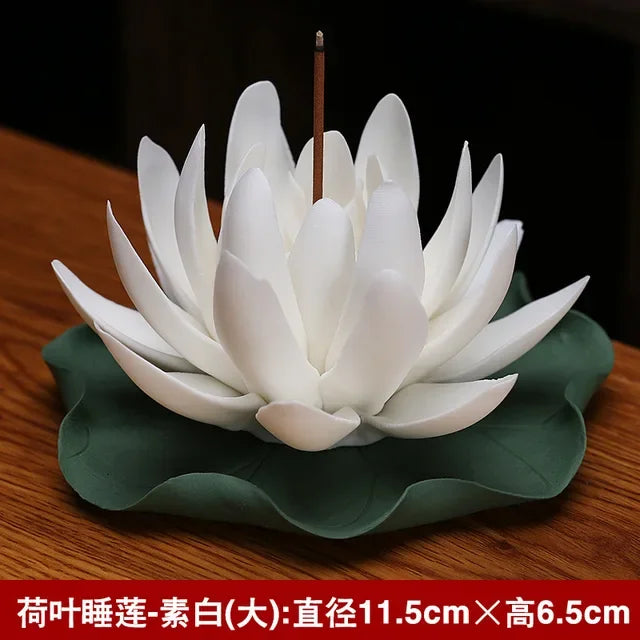 Ceramic White Lotus Incense Burner Home Decor Incense Stick Holder Buddhist Aromatherapy Incense Censer Use In Office Teahouse