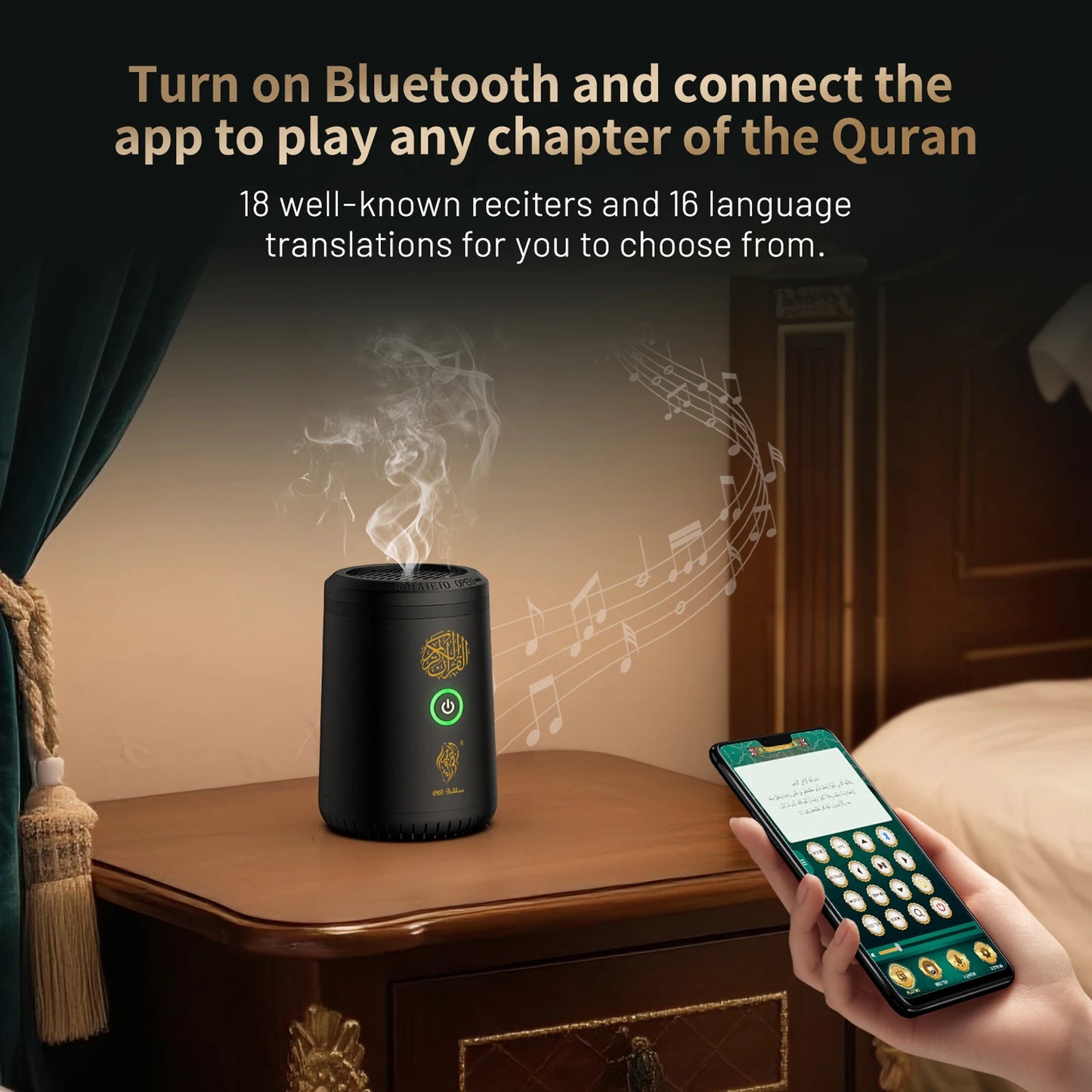 Portable Mini Electric Incense Burner with Quran Speaker Arabic Bakhoor Aroma Diffuser Rechargeable Incense Holder