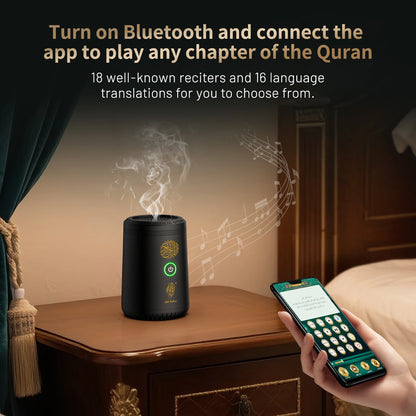 Portable Mini Electric Incense Burner with Quran Speaker Arabic Bakhoor Aroma Diffuser Rechargeable Incense Holder