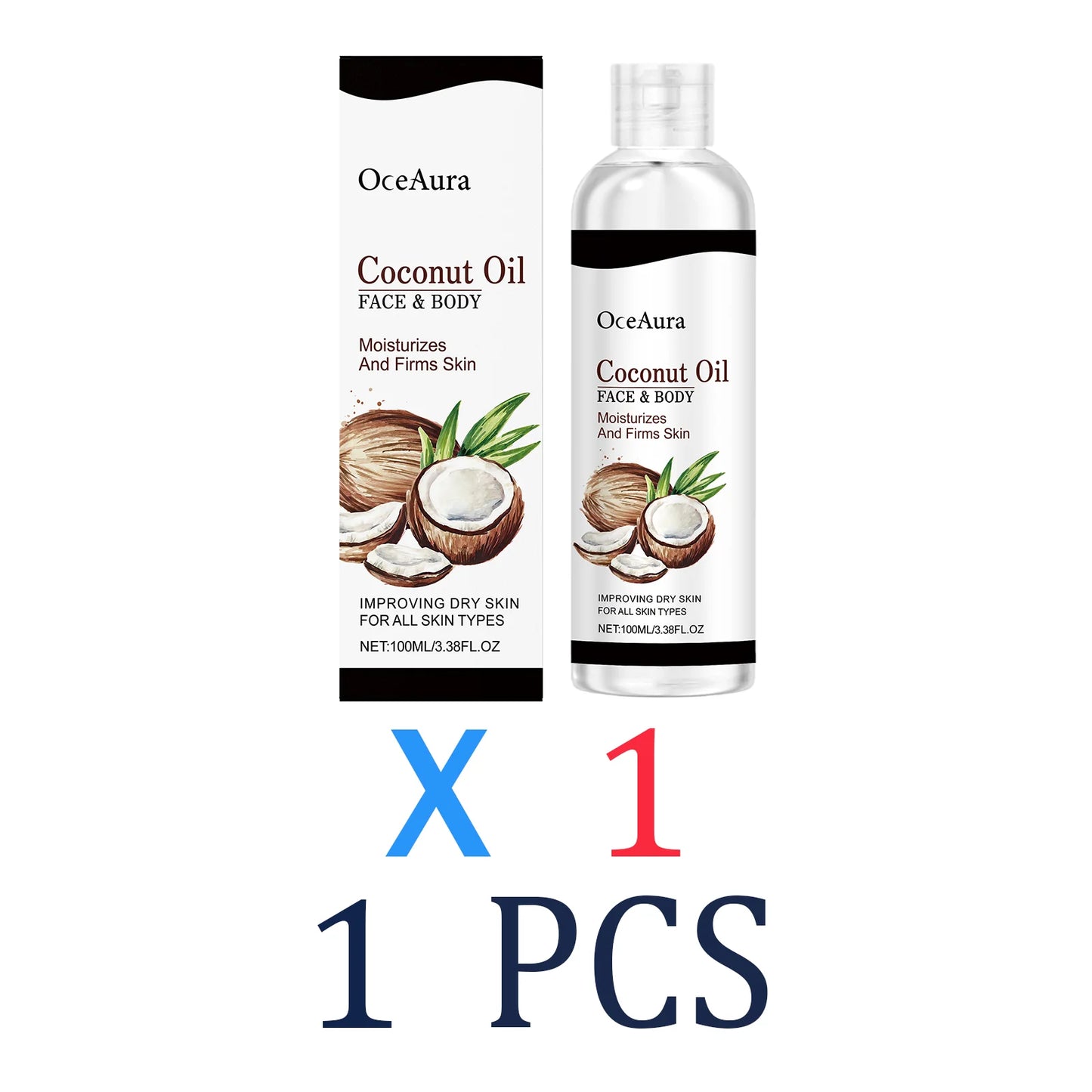 Coconut Oil Body Oil for Dry Skin 100ml Moisturizing Skin Treatment Natural Hydration for Face & Body Winter Skincare Non-Greasy