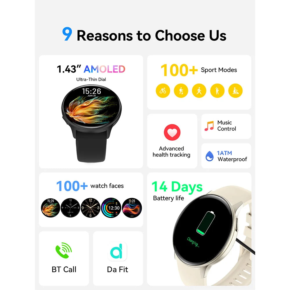 VALDUS VS41 Pro AMOLED NFC Smartwatch Man Woman Fitness Heart Rate Blood Pressure Track BT Call Waterproof 2026 New Smart Watch