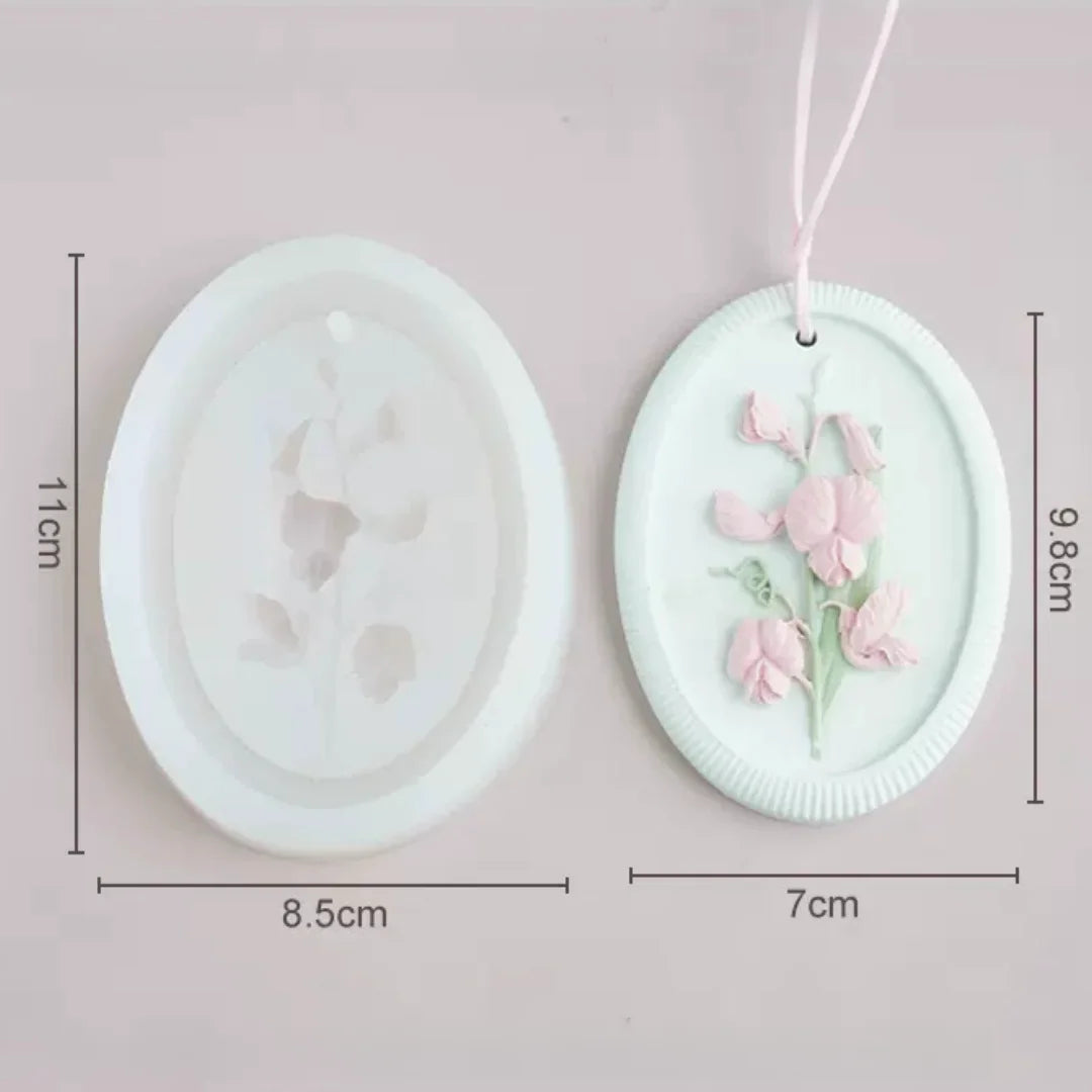 Flower Listing Aromatherapy Gypsum Mold DIY Car Mounted Wardrobe Wax Sheet Plaster Craft Silicone Mould
