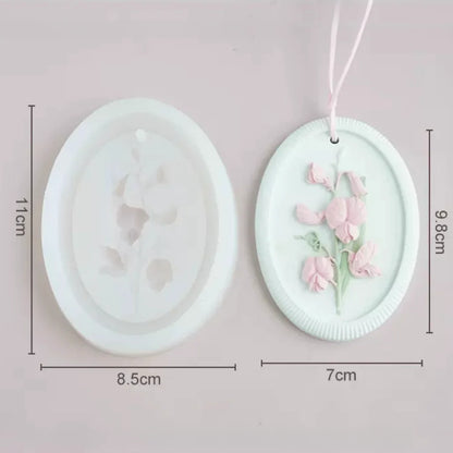 Flower Listing Aromatherapy Gypsum Mold DIY Car Mounted Wardrobe Wax Sheet Plaster Craft Silicone Mould