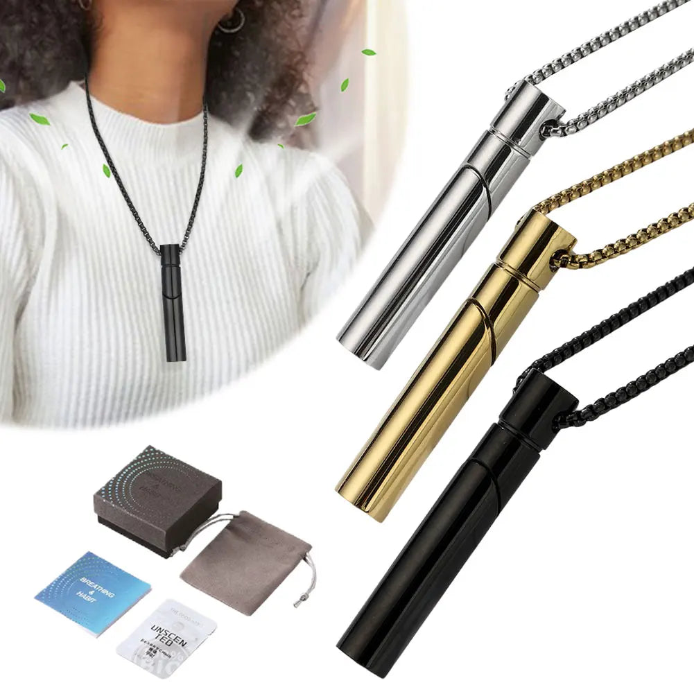 Stainless Steel Aromatherapy Necklace Chain Smoking Cessation Fum Vaporless Smokeless Inhaler for Natural Calm & Stress Relief