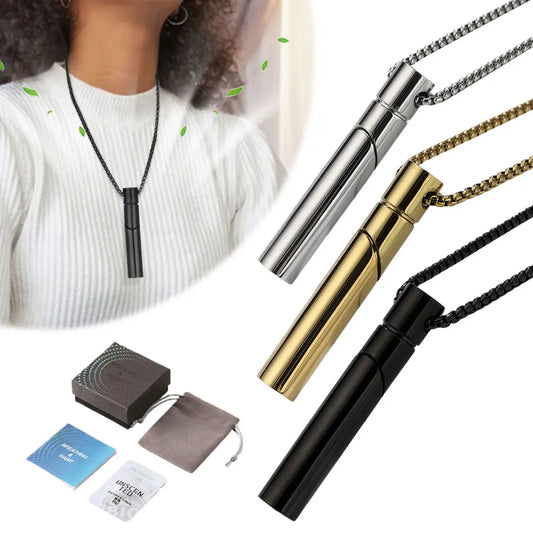 Stainless Steel Aromatherapy Necklace Chain Smoking Cessation Fum Vaporless Smokeless Inhaler for Natural Calm & Stress Relief