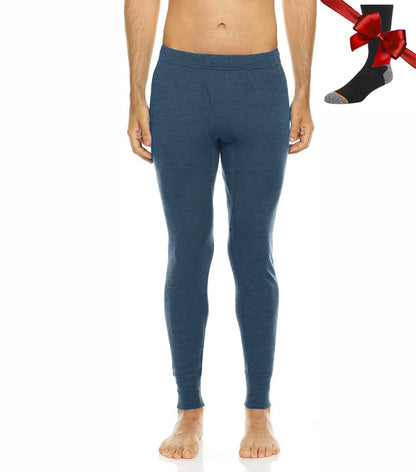100% Merino Wool Men Base Layer Bottom Pants Merino Wool Thermal Underwear Pants Leggings Long Johns Warm Baselayer Bottom+Socks