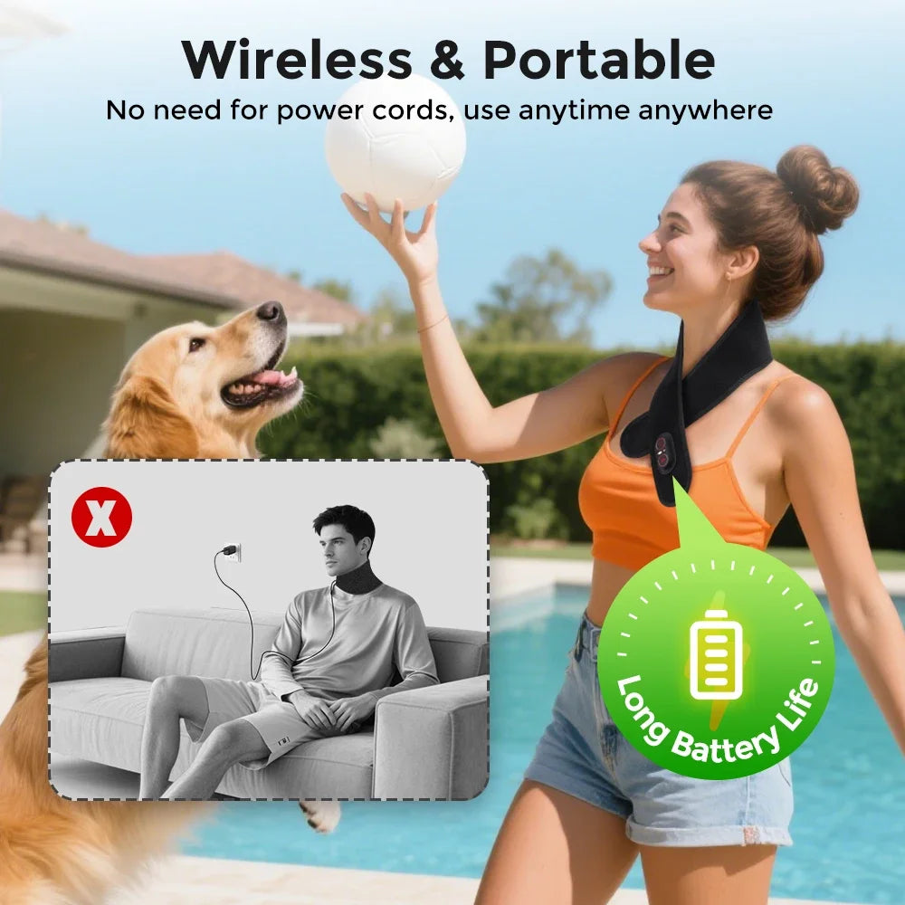 Electric Wireless Heated Neck Protection Belt Three Adjustable Temperature Levels Warmth Neck Massage Relaxation Full body use