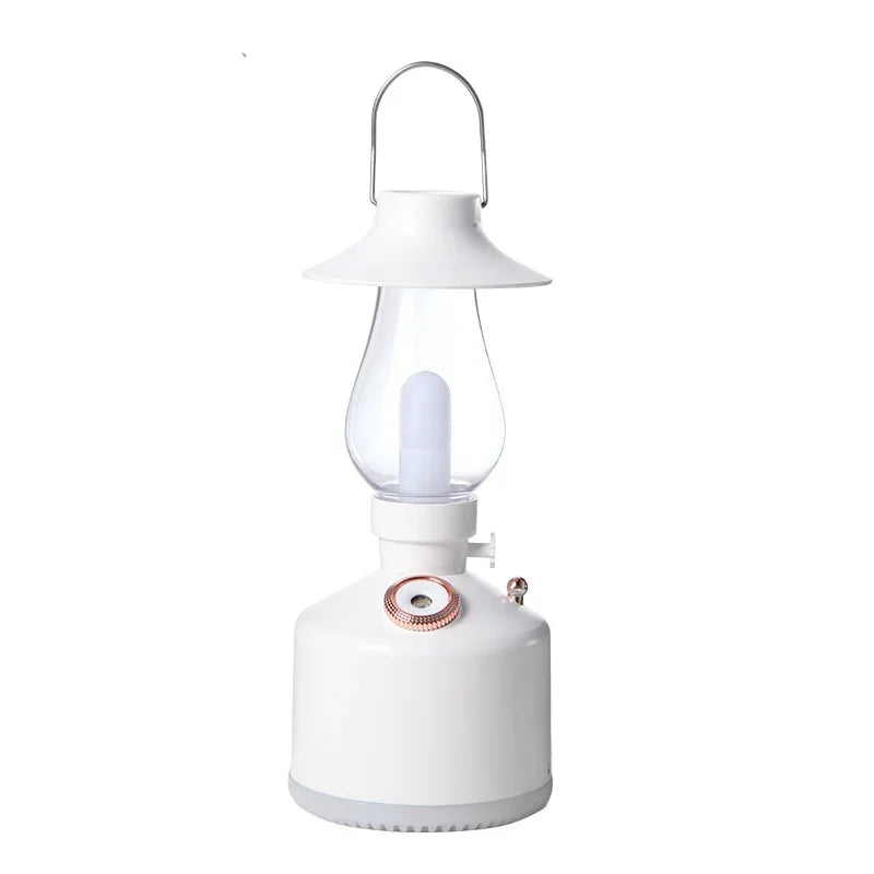Wireless Air Humidifier Camping Lamp Aromatherapy Diffuser with LED Light USB Chargeable Retro Kerosene Lamp Mist Maker for Home