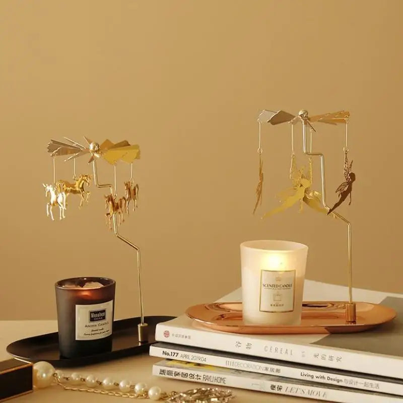 1 Pcs New Lanterns Aromatherapy Candles Trays Rotating Candle Holders Windmills Golden Fragrance Trays Ornaments