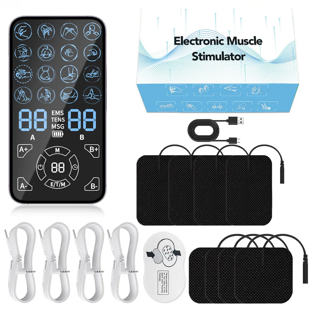Pain Relief TENS Unit EMS Massager - Professional Muscle Stimulator For Back Shoulder Neck Relief Fitness Recovery