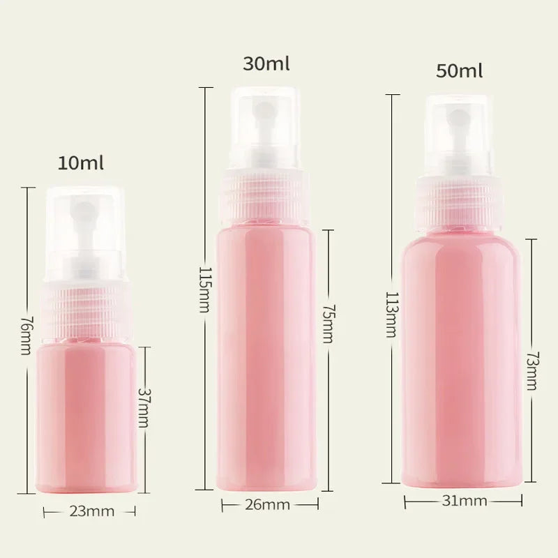 30PCS 10-50ML Colored Plastic Perfume Spray Bottle Fine Sprayer Refillable Travel Container Home Plants Aromatherapy Beauty Care