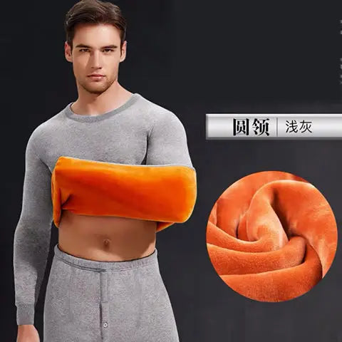Men Woman Fleece Thicken Thermal Underwear Suit Winter O Neck Super Soft Long Sleeve Tops Leggings Long Johns Homewear Set