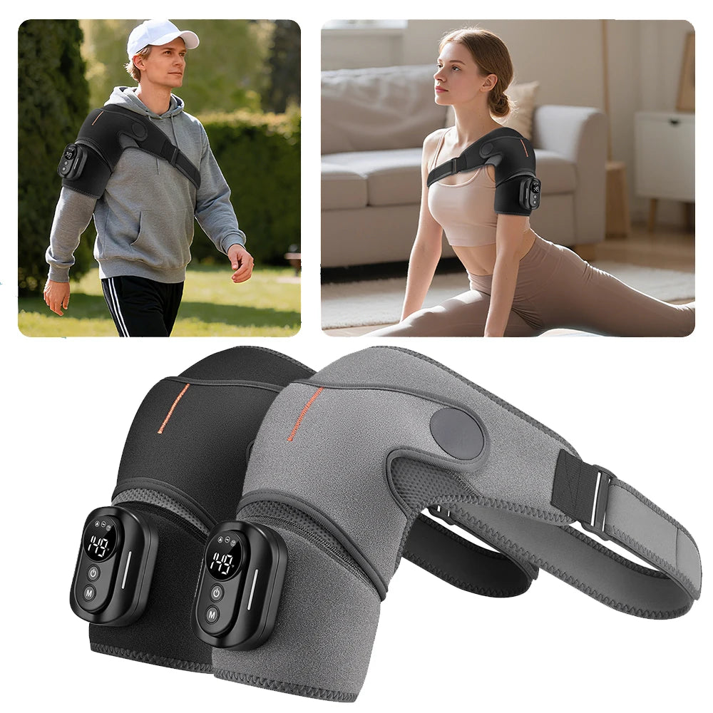 Electric Shoulder Masssager With Heat & Vibration Cordless Heating Pad With Remote Control Both Shoulder Muscle Relaxation Wrap