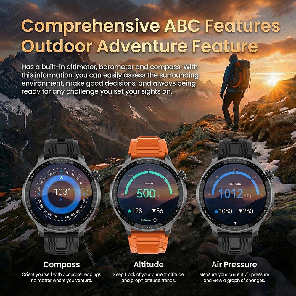 New Outdoor Adventure Tactical Smart Watch Built-in GPS Offline Map 4GB RAM Compass Altimeter Men Fitness Exercise Smart Bracele