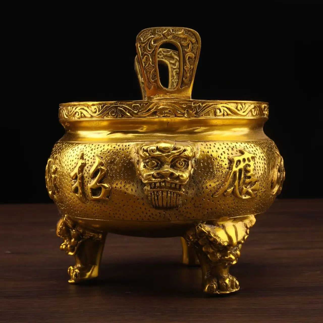 Pure Copper Classical Incense Burner Buddha Worship Fengshui Censer God of Wealth Attraction Ornament for Home Decor