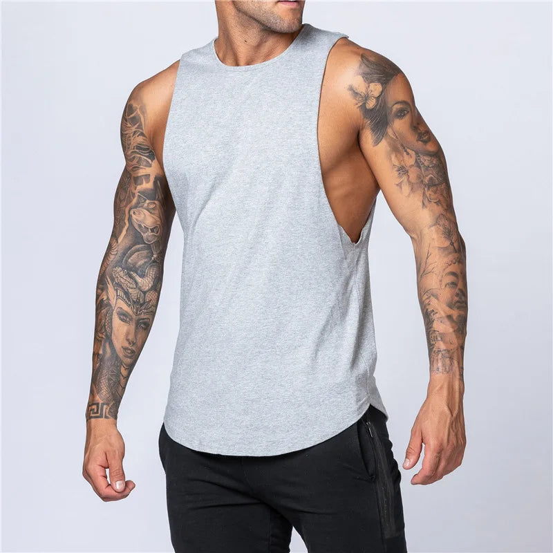 Men Cotton Sleeveless Shirt Casual Gym Tank Top Man Quick Dry Fitness Basketball Vest Bodybuilding Running t-Shirt Man Clothing
