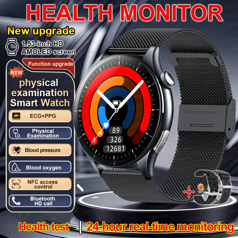 2026 New Smart Watch ECG+PPG Health monitoring Blood pressure UricAcid  Fitness Tracker Clock Sport Call Smartwatch Custom dial