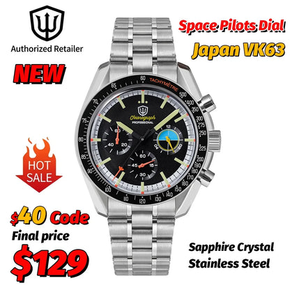 New Mechanical Quartz Watches VK63 Chronograph Sports Watches Bubble Sapphire Ar Waterproof Luminous Watches