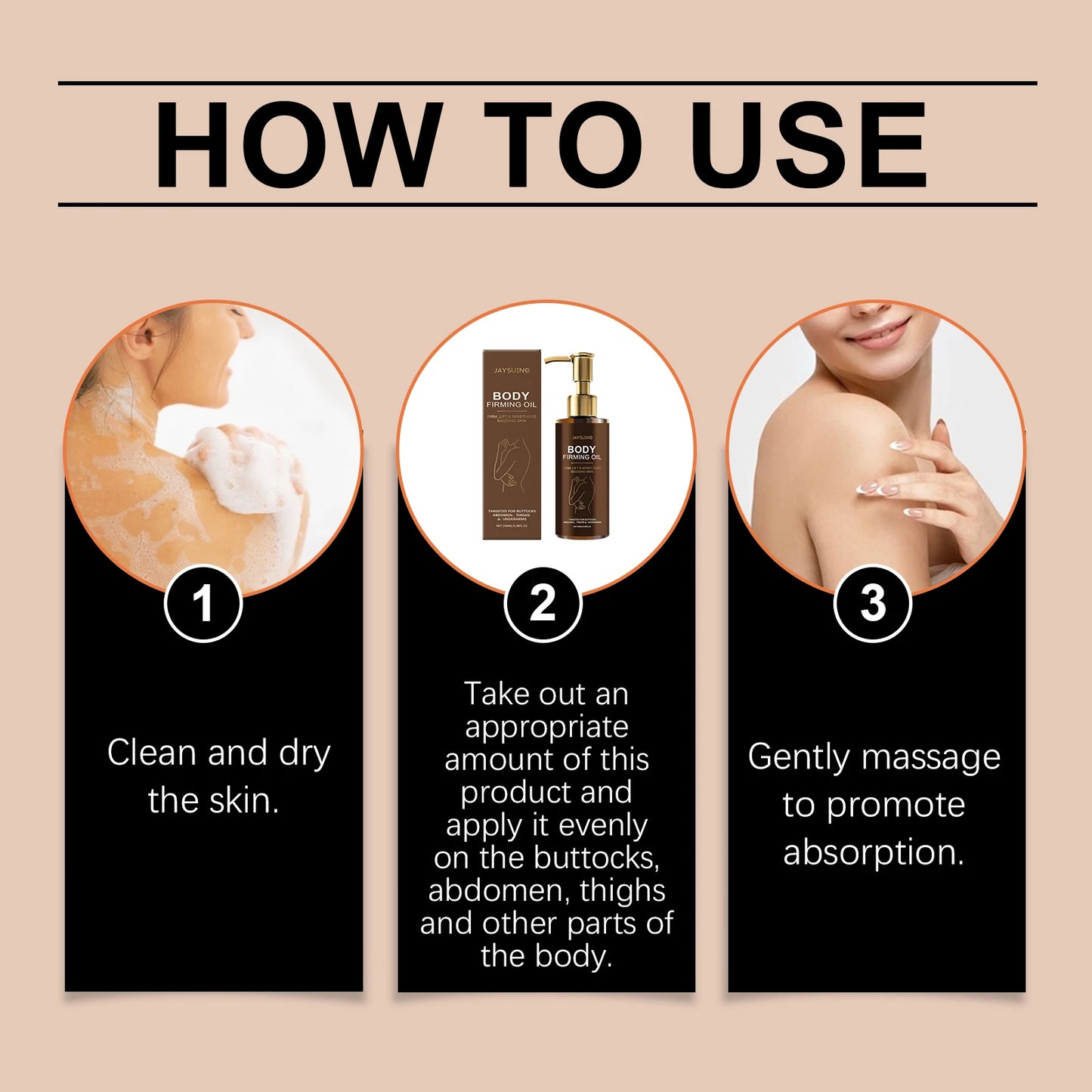 Moisturizing and firming body oil, improves dryness and roughness, easy to absorb during massage, makes skin smooth and radiant