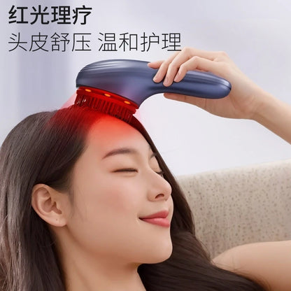 Ultrasonic Head Massager Electric Hair Care Brush Negative Ion Red Light Therapy Scalp Nourishing Comb For Home Use Relaxation