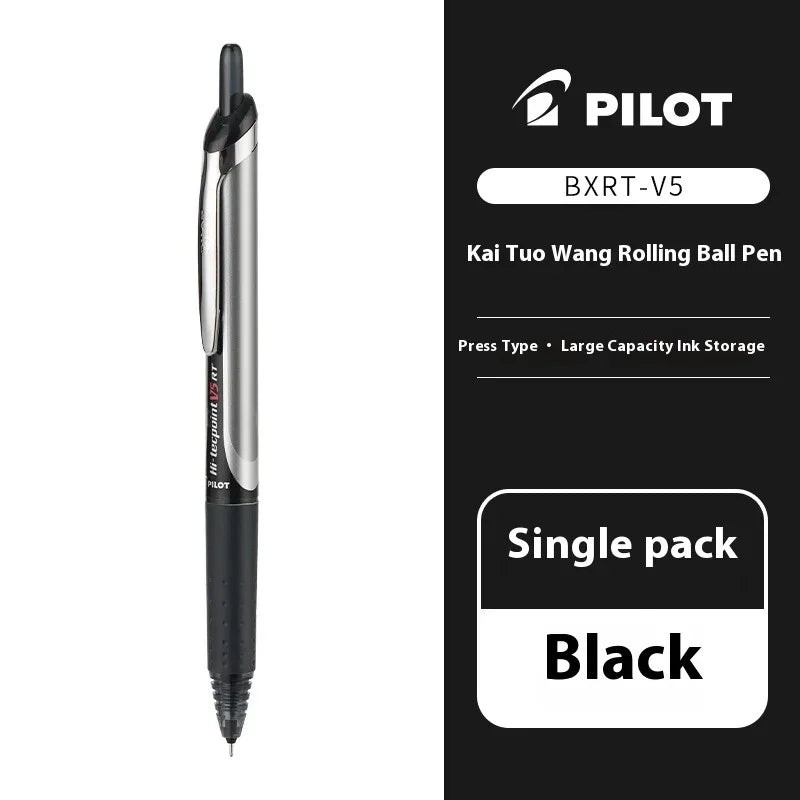Japanese Pilot Gel Pen, BXRT-V5 0.5mm Metal Needle Tip Black Red Blue Ink,Premium Smooth&Precise for Signing,Exams,Journaling
