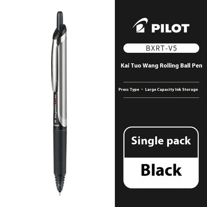 Japanese Pilot Gel Pen, BXRT-V5 0.5mm Metal Needle Tip Black Red Blue Ink,Premium Smooth&Precise for Signing,Exams,Journaling