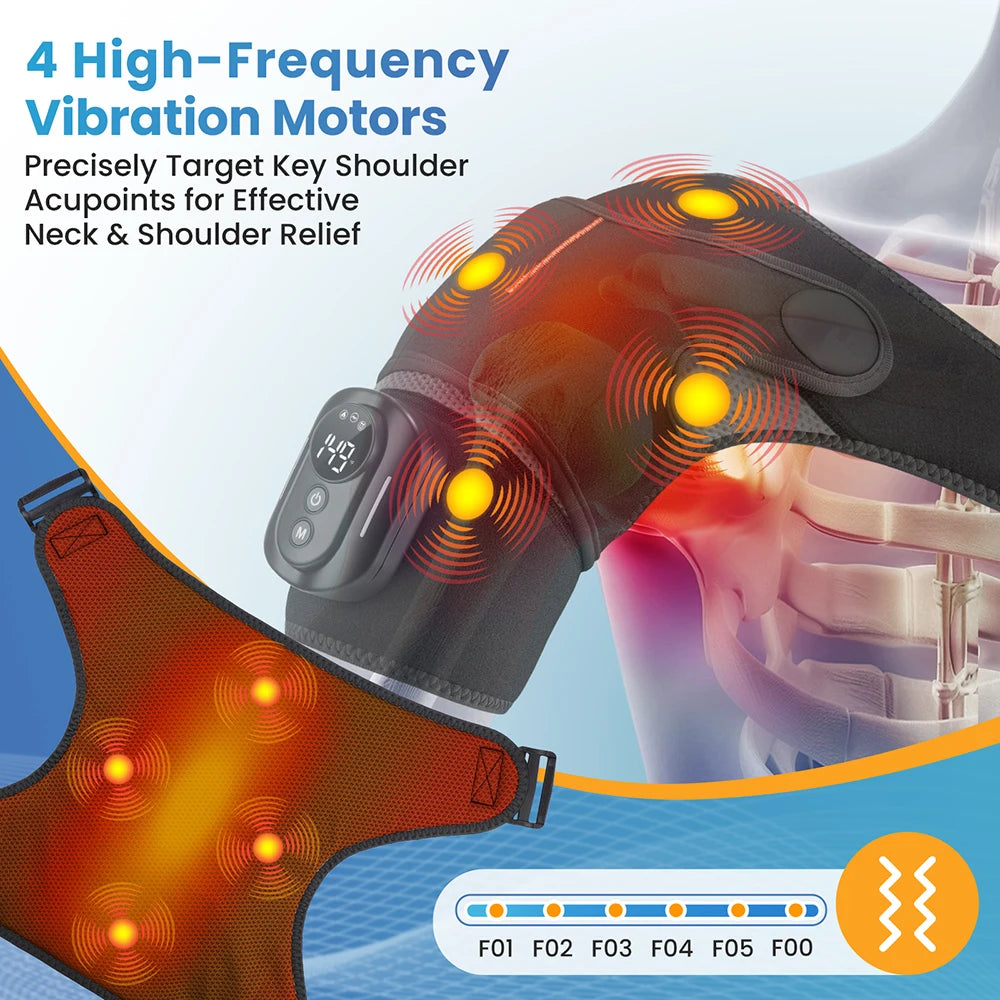 Electric Shoulder Masssager With Heat & Vibration Cordless Heating Pad With Remote Control Both Shoulder Muscle Relaxation Wrap