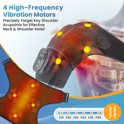 Electric Shoulder Masssager With Heat & Vibration Cordless Heating Pad With Remote Control Both Shoulder Muscle Relaxation Wrap