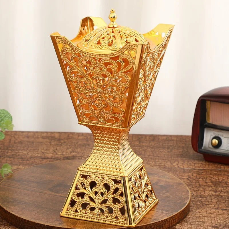 Exquisite Alloy Incense Burner Box Incense Pile Indoor Decoration,Meditation YoGa Temples Smoke Tray Furnaces,Aromatherapy Stove
