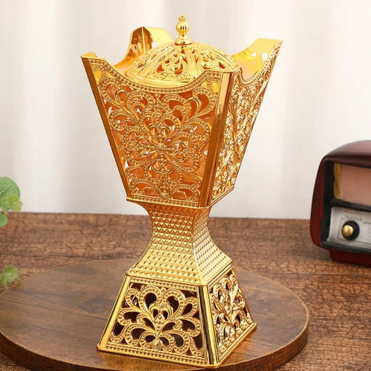 Exquisite Alloy Incense Burner Box Incense Pile Indoor Decoration,Meditation YoGa Temples Smoke Tray Furnaces,Aromatherapy Stove