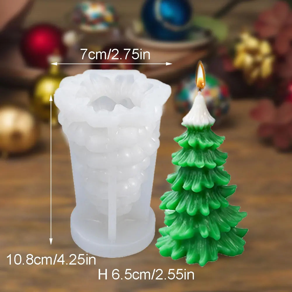 Christmas Tree Car Silicone Aromatherapy Candle Mold 3D Cedar Bus Shape DIY Plaster Resin Making Tool Handmade Party Favor Decor