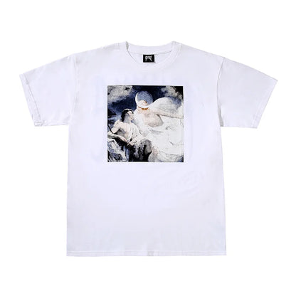 Dark Reflective Skull Bones Tee Short Sleeve Men's T-shirt Street Style Revenge Theme Youth Fashion Casual round Neck
