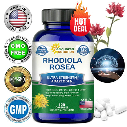Rhodiola Rosea with Black Pepper Supplement - Confront Stress, Improves Mood, Increases Focus & Energy, Supports Brain Function
