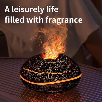 Flame Effect Aromatherapy Air Humidifier with 7 Color Lights - Essential Oil Diffuser, Flame Effect, Wide Spray Range for H