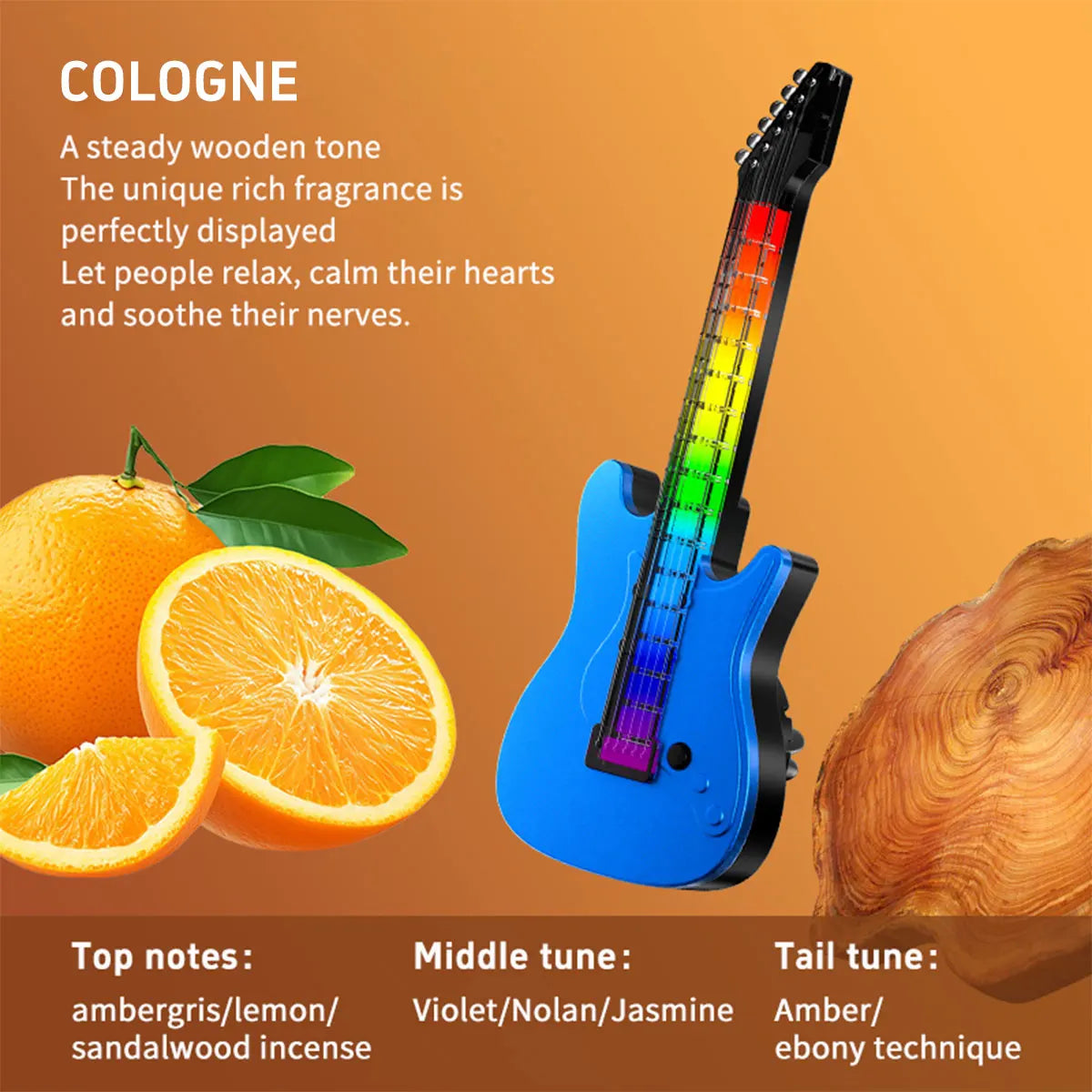 Creative Car Air Outlet Aromatherapy Guitar Pendant with Voice controlled Music Atmosphere Light Car perfume Decoration Cologne
