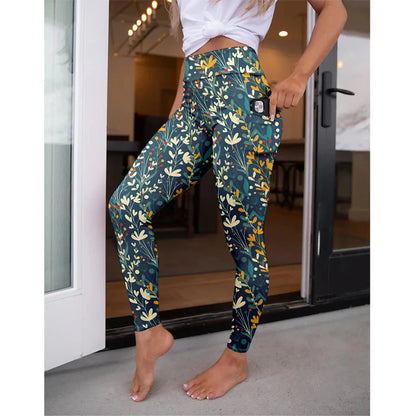 LETSFIND High Waist Women's Fitness Leggings 3D Digital Print Sexy Pockert Elastic Pants Fashionable Gym Trousers