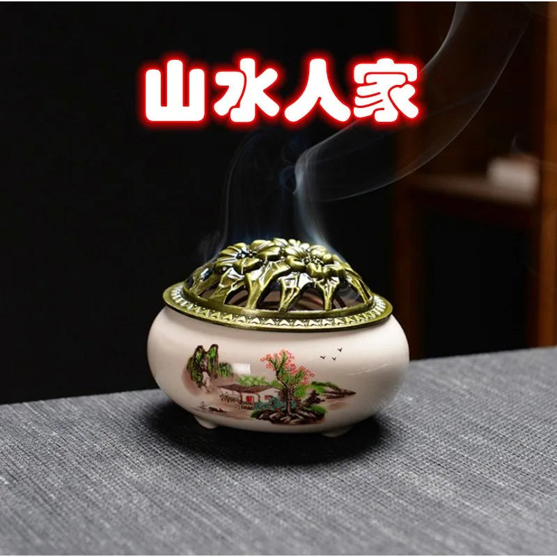 Ceramic Incense Burner Household Incense Kiln Ceramic Incense Burner Sandalwood Box Incense Diffuser Ceramic Incense Burner