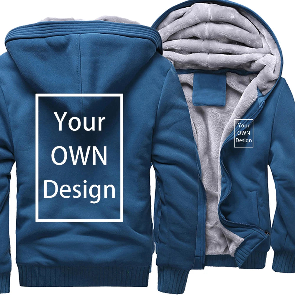 Your OWN Design Brand Logo/Picture Custom Men Women DIY Winter Thick Hoodies Sweatshirt Casual Hoody Clothes 24 Color Loose COAT