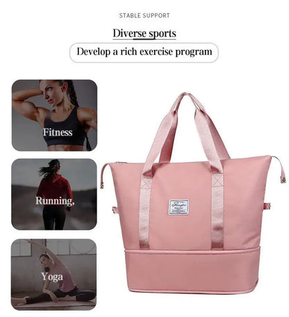 Expandable large-capacity storage luggage bag, water-resistant sports and fitness handbag, casual travel luggage bag