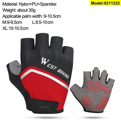 WEST BIKING Mountain Road Bike Gloves Half Finger Summer Cycling Equipment Anti-slip Shock SBR Bicycle Fitness Fingerless Mitten