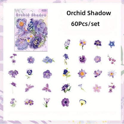Floral Waterproof Stickers for Scrapbooking Transparent Flower Decals for Journaling, Planner, Cardmaking, Laptops, Decoration