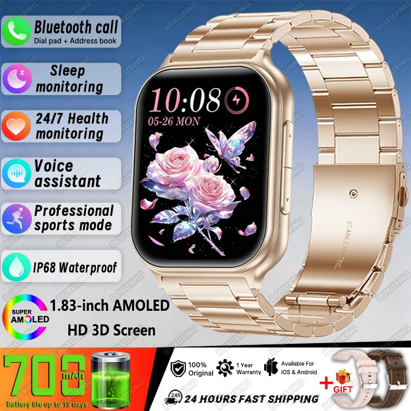 New BOXUXING Sports Smart Watch Men 700 mAh Battery Fitness Track IP68 Waterproof Heart Rate BT Call GPS Track Smartwatch Women