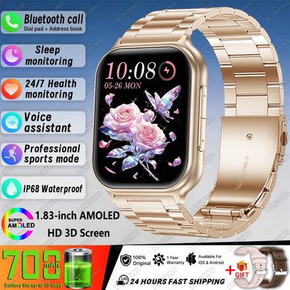 New BOXUXING Sports Smart Watch Men 700 mAh Battery Fitness Track IP68 Waterproof Heart Rate BT Call GPS Track Smartwatch Women