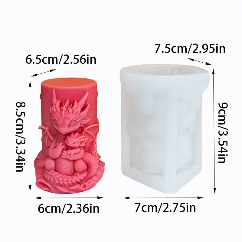 [Creative Handcrafts] Warm and Cozy Double Dragon Hug Candle Mold Parent-Child Theme Gift Decoration Making Aromatherapy Silicone Tool Easy to Demold and Reusable