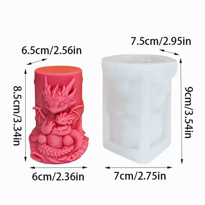 [Creative Handcrafts] Warm and Cozy Double Dragon Hug Candle Mold Parent-Child Theme Gift Decoration Making Aromatherapy Silicone Tool Easy to Demold and Reusable