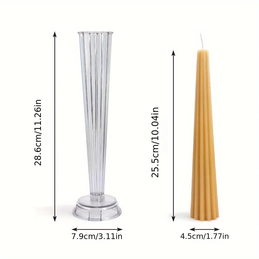 Geometry Line Cone Plastic Candlestick Mould Easy Demold DIY Candle Holder with Base Acrylic Mold Wedding Art Aromatherapy Decor